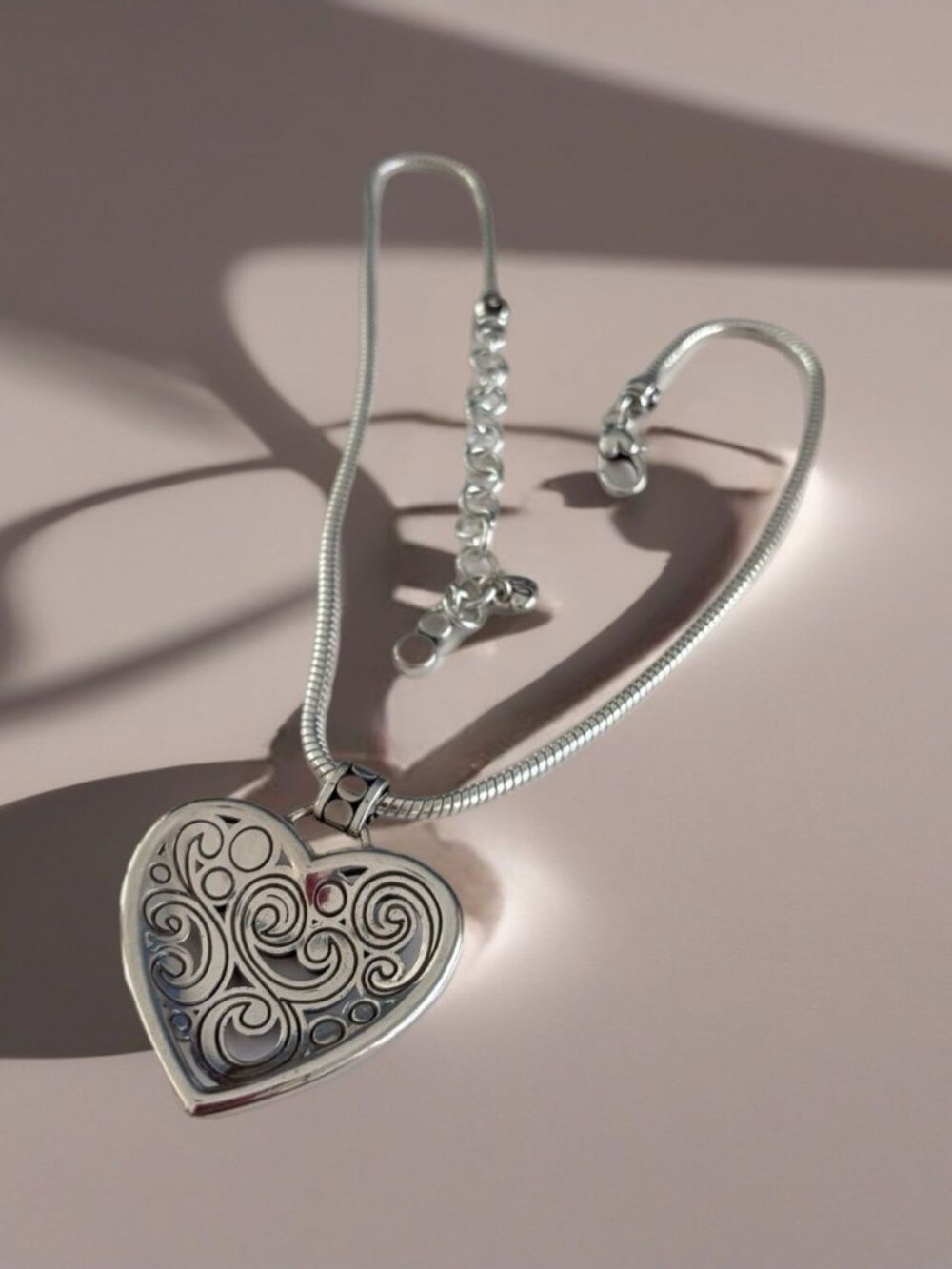 Brighton, Silver Heart Contempo Filigree Necklace Brighton Pouch Included
